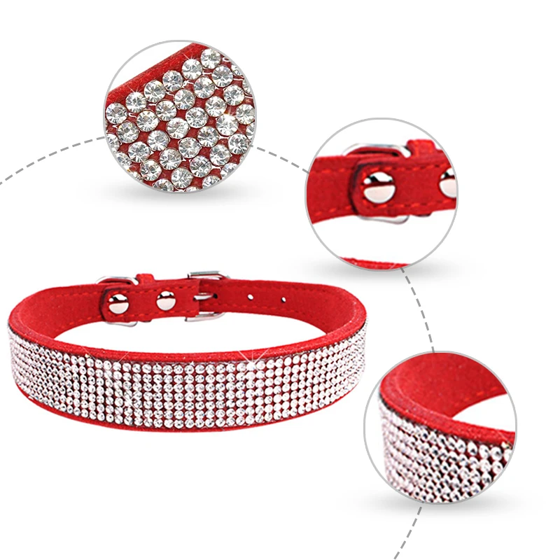 Шикарные Собачьи Ошейники со стразами из искусственной кожи для домашних