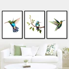 Настенная картина Птица летающая рыба, постер на холсте с голубой в скандинавском стиле, для гостиной, домашний декор