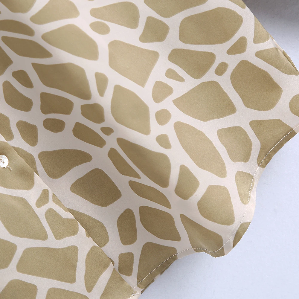 

Fashion Leopard Print Loose Blouses Women Vintage Lapel Long Sleeve Button-up Female Shirts Chic Tops
