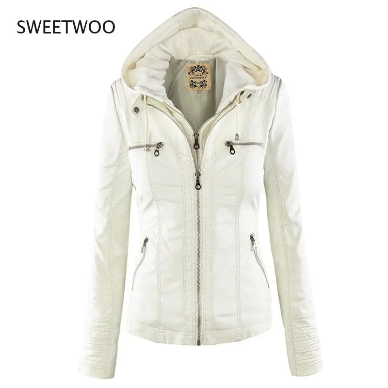 Faux Leather Jacket Women 2021 Basic Jacket Coat Female Winter Motorcycle Jacket Faux Leather Suede PU Zipper Hoodies Outerwear