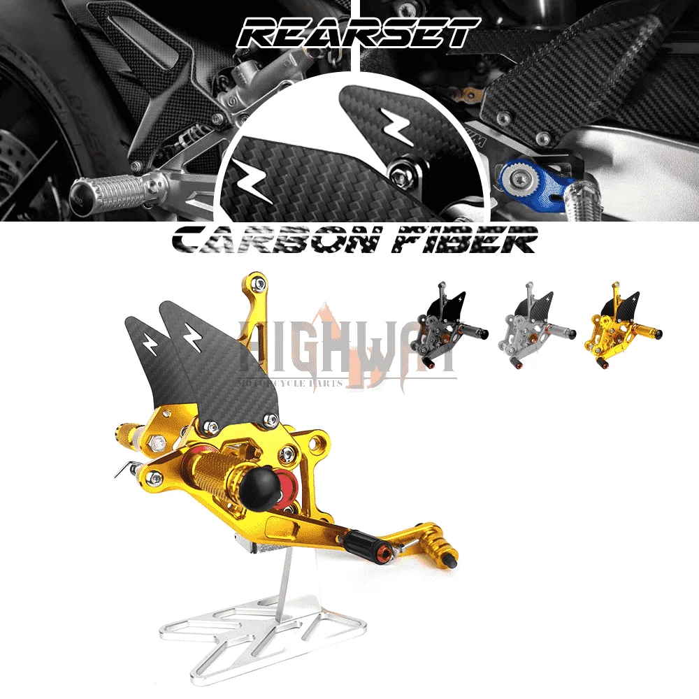 

Motorcycle Carbon Fiber & CNC Rear Set Footrest Pegs Rearset Accessories For SUZUKI GSX-R 1000 GSXR 1000 2017-2019