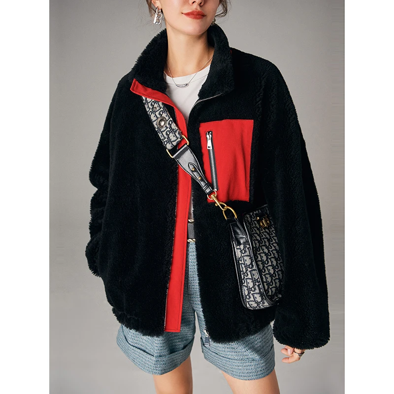 

Coreen Jacket Style Oversized Shearling Mode Femme Thick Warm Fur Zipper Wide-waisted Coats and Jackets Women 2021