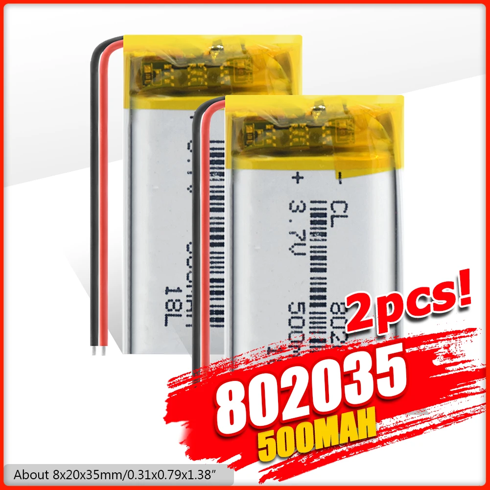 1/2/4 шт. 802035 500 мАч литий полимерные батареи для MP3 MP4 MP5 GPS смарт часов 3 7 в полимерный