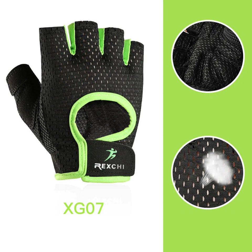 XG07 Green Спортивная Тяжелая атлетика для занятий йогой для мужчин/wo мужские фитнес-перчатки бодибилдинг, тренировка, дышащие Нескользящие перчатки с половинным пальцем - Цвет: XG07 Green