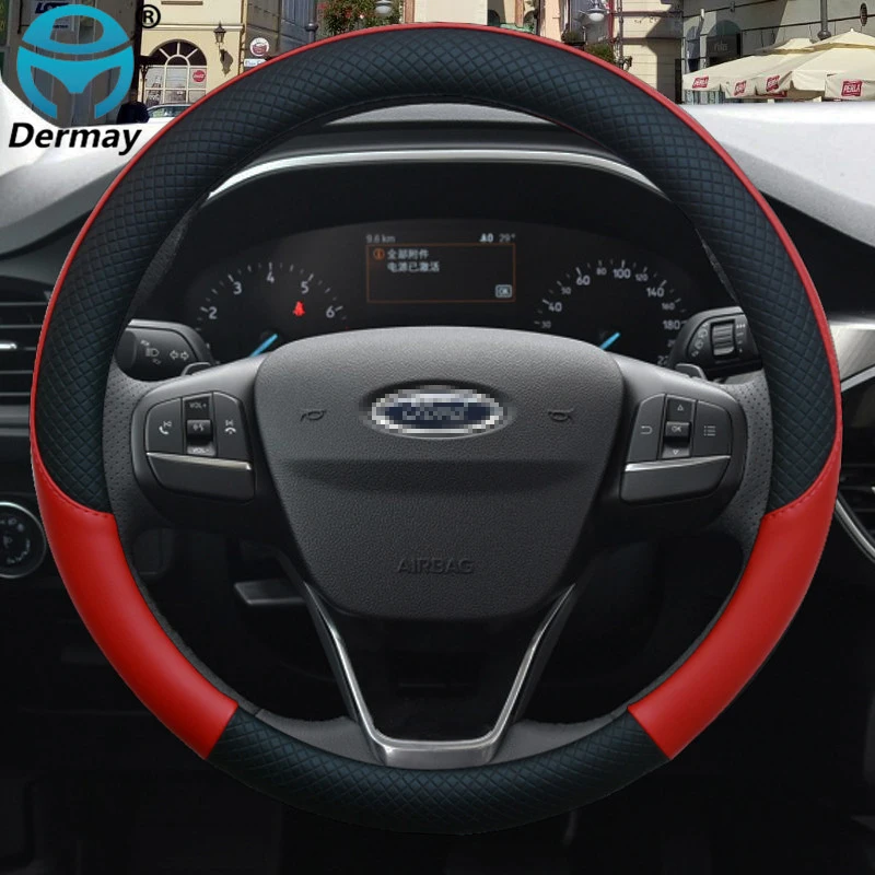 for ford fiesta 2000 2020 car steering wheel cover fiesta mk7 4 5 6 leather anti slip 100 dermay brand auto accessories free global shipping