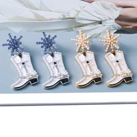 new christmas products earrings imitation pearls snowflake design jewelry accessories metal high heel earrings for women gift