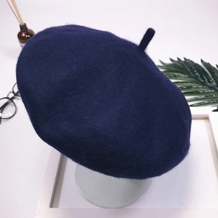

2020 Autumn Winter Women Wool Beret Vintage Berets Hat Lady Girls Bonnet Solid Warm Walking Hats Female Painter Cap French Hat