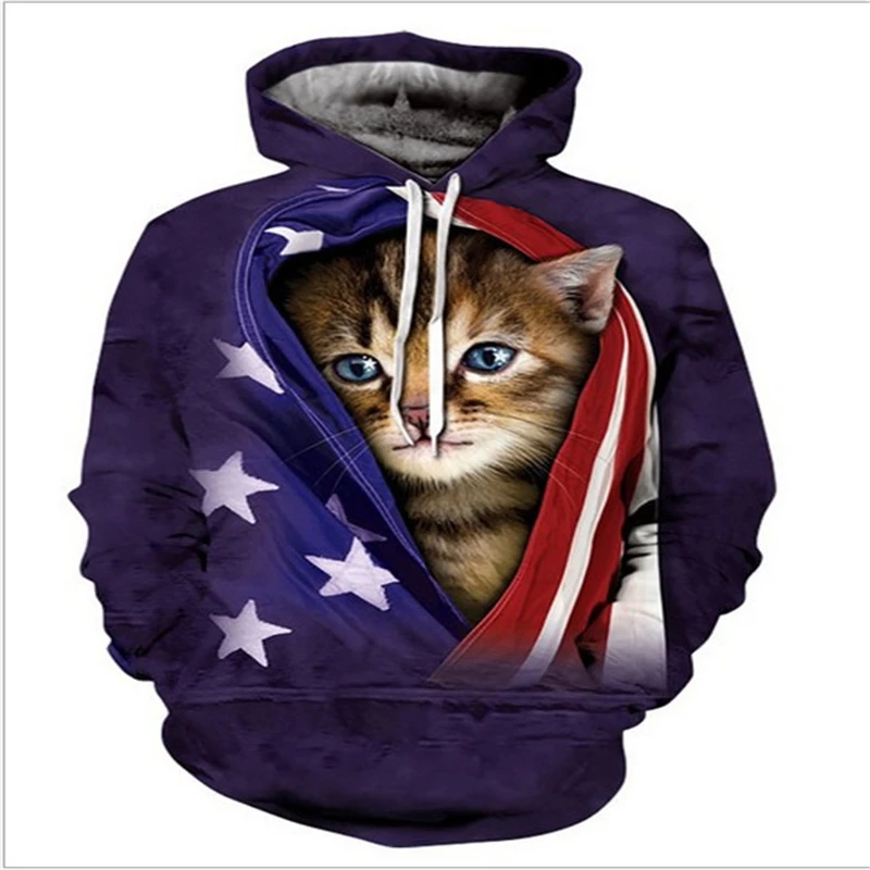 

Spring And Autumn New Men's And Women's Children's Funny Cat Hoodie Long Sleeve 3d Printing Animal Sweatshirt Coat