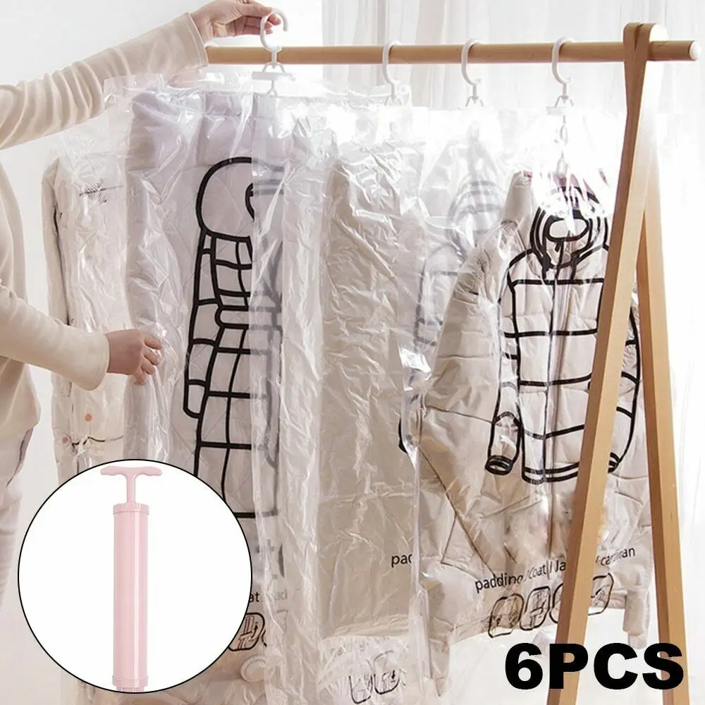 6 шт./компл. можно повесить вакуумный мешок для одежды складной прозрачный