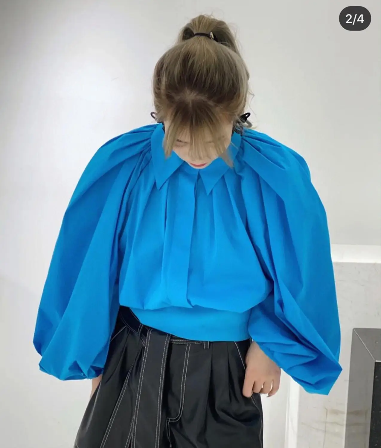 

2020 women autumn winter runway fashion designer top shirt elegant butterfly blue blouse casual top