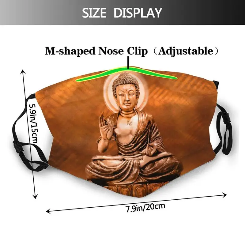 

Buddha Meditation Mask with Filters Anti Haze Dustproof Buddhism Buddhist Face Mask Protection Cover Respirator Mouth Muffle