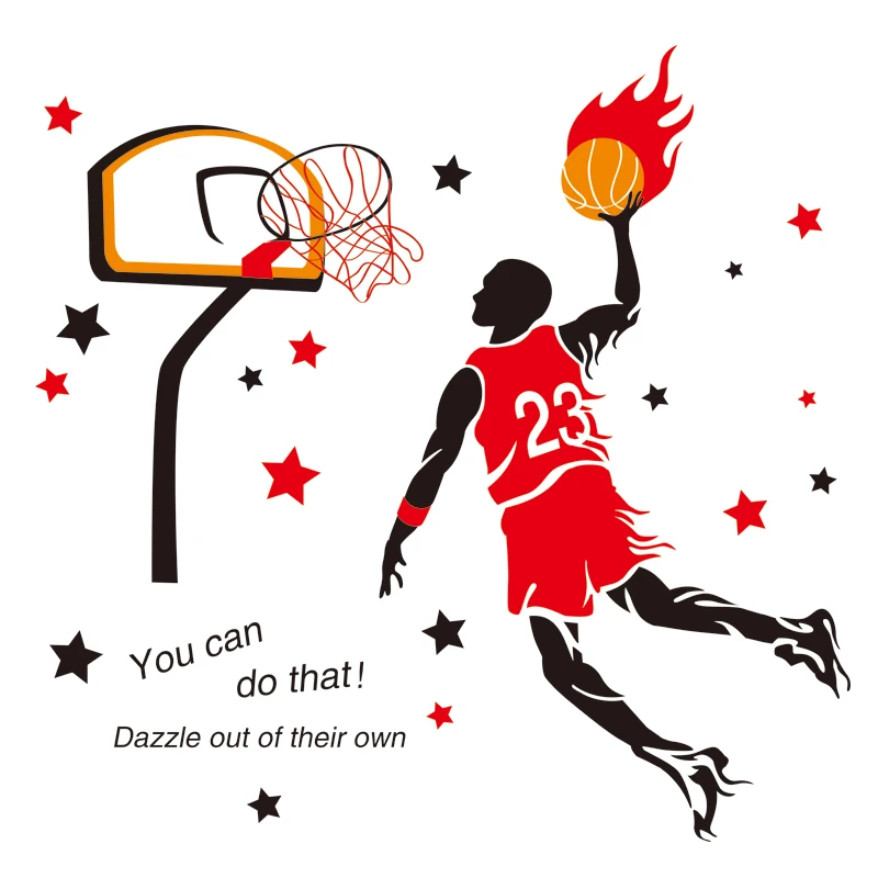 

Playing Basketball Wall Sticker DIY Ball Player Sports Wall Decals for Kids Room Baby Bedroom Home Decoration