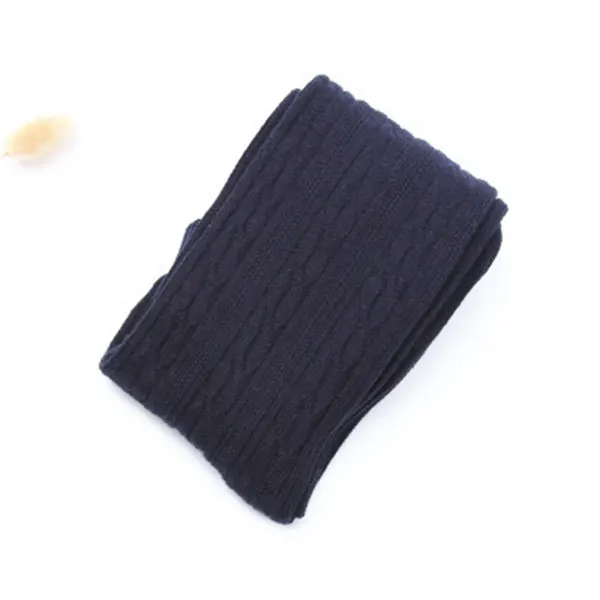 Navy Blue Модные осенне-зимние женские шерстяные носки выше колена с плетеной тесьмой, высокие чулки, теплые чулки, KS - Цвет: Navy Blue