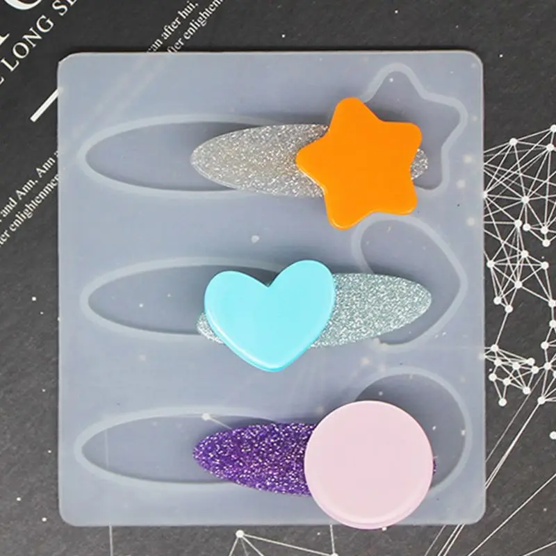 

DIY Crafts Resin Silicone Epoxy Mold Hair Clip Barrette Mould Crystal Epoxy Resin Making Tool