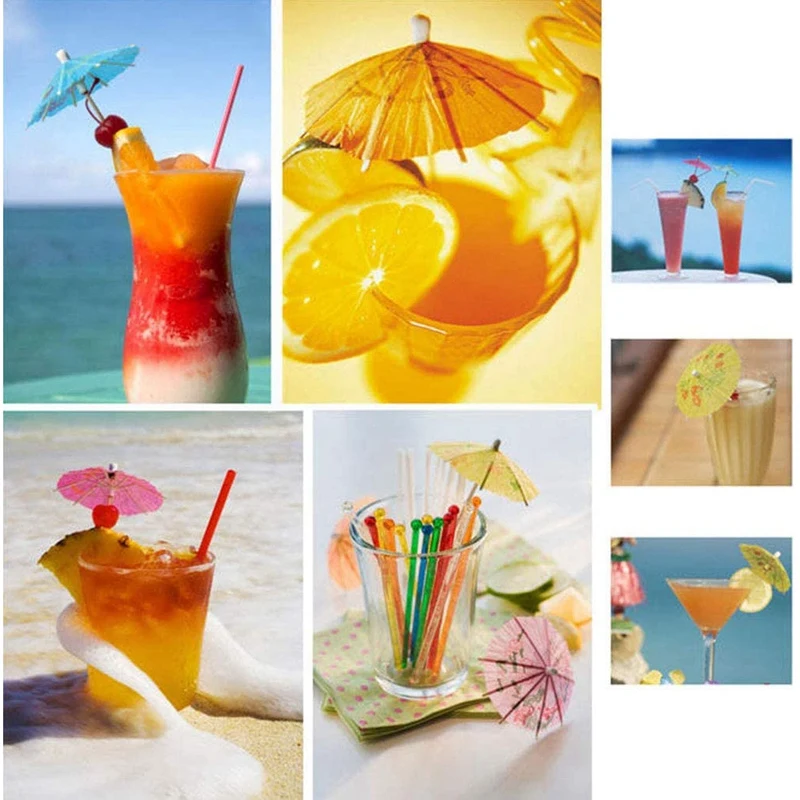 

144Pcs Mini Cocktail Sticks Colorful Umbrella Cake Party Drink Juice Decor Parasol Random Color