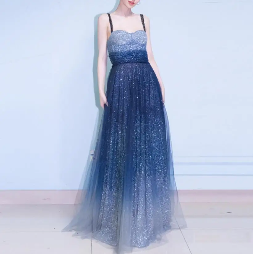 

Sexy Backless Sequined party dress Women Spaghetti Strap Sleeveless Elegant Bandage Eveing Dresses r279