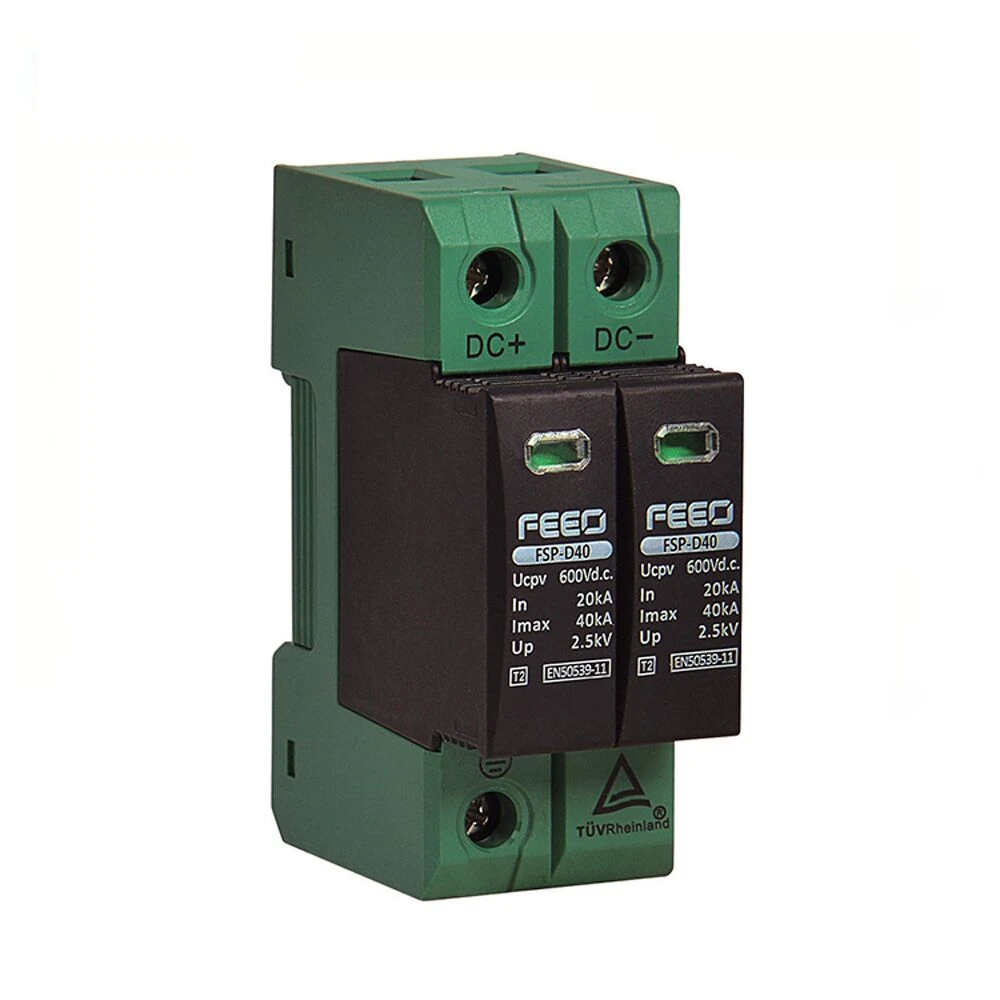 DC SPD Solar 2P 600V 20KA ~ 40KA Din-рейка уличное устройство защиты от перенапряжения TUV &amp CE |