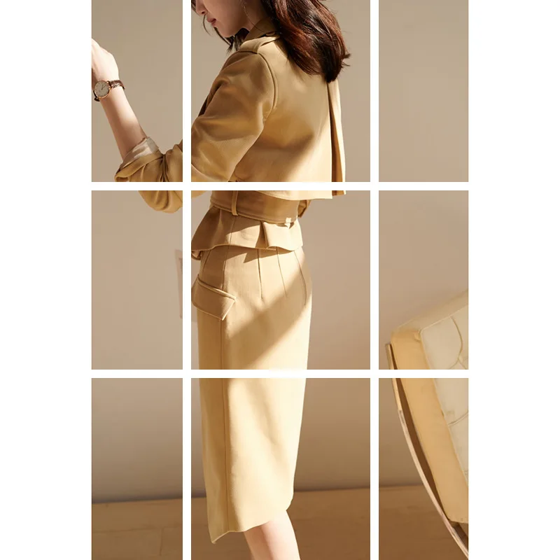 

Модный костюм с маленьким платьем, ветровка, короткий жакет + юбка, женский костюм, Новинка весна-осень 2021, женская одежда