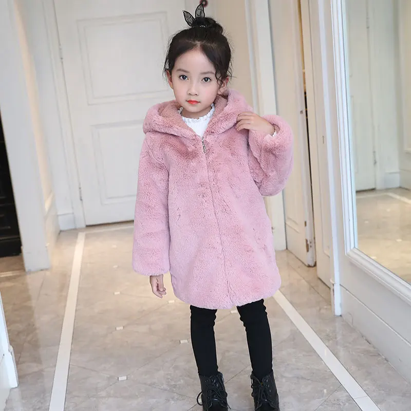 2019 Winter Girls Unicorn Jackets Children's Warm Faux Fur Jacket for Kids Thicken Wool Coat Outerwear Girl Parka | Детская одежда