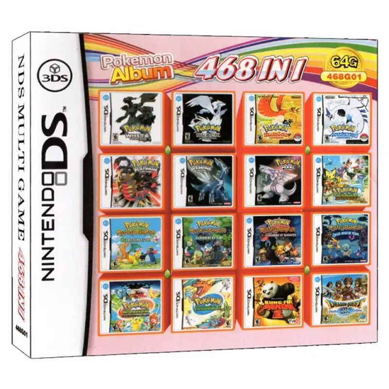 Картридж для игры с покемонами 468 в 1 картридж подборки Nintendo DS 3DS 2DS NDS NDSL NDSI игрушки