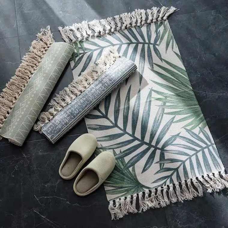 Nordic Cotton And Linen Rug Floor Ethnic Style Carpet Door Tassel Foot Small Bedroom Non-slip Geometric For Living Room | Дом и сад