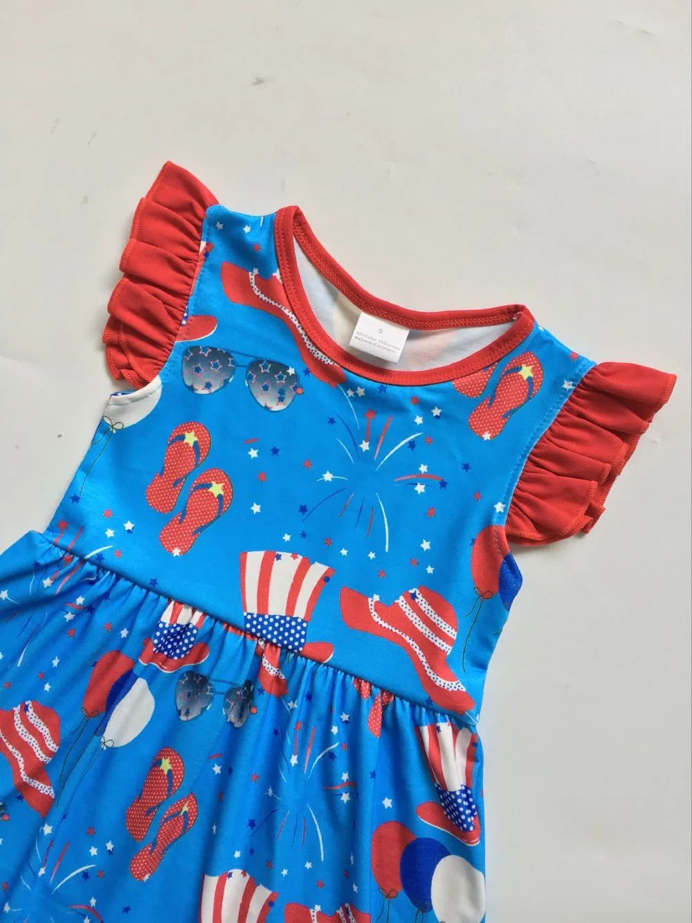 

2020 New Summer Baby Dress Kids Cotton Clothes Children Girls 4th of July Print Pattern Dress Girls Round Neck independent Dress