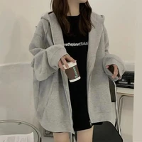 womens hooded sweater 2021 new autumn korean loose cardigan hooded long sleeved sweater jacket sportswear women