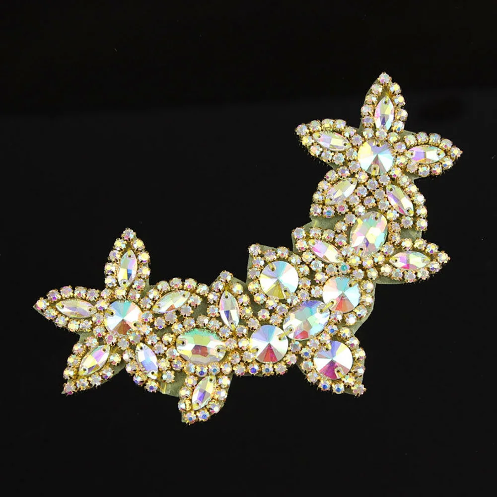 9 Styles Wedding Rhinestone Applique Gold Silver Bridal Beaded Crystal Appliques Patch Iron On For Dresses | Дом и сад