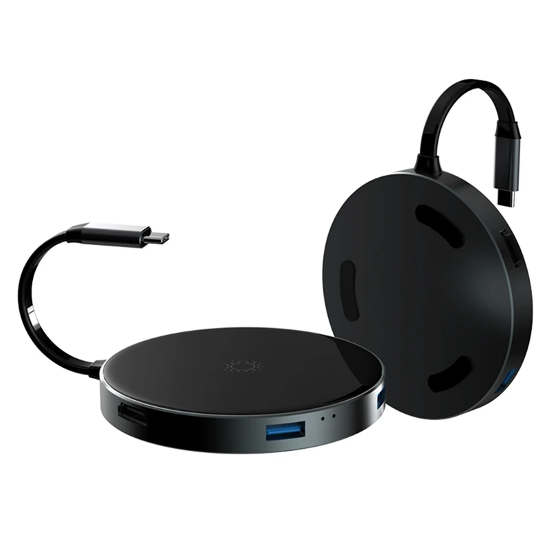 

USB C Hub Wireless Charger Docking Station USB3.0+PD+HDMI-Compatible+TF Card Reader Splitter for