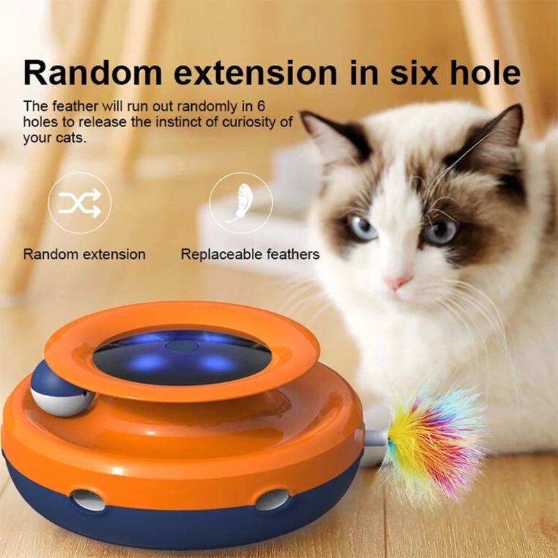 

Creative Electric Pet Funny Cats Training Feather Turntable Toy Teasing Kitten Stick Interactive Puzzle Spinning Game Toys