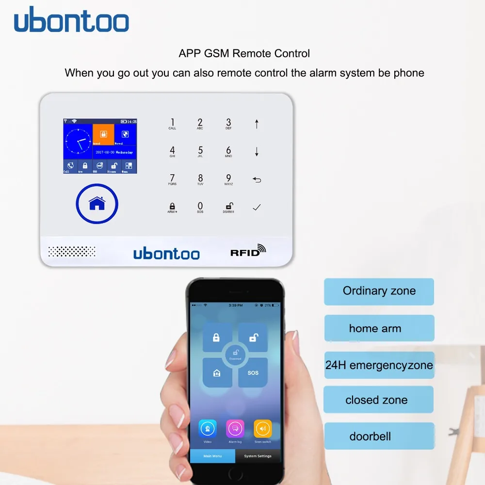 UBONTOO EN RU ES PL DE FR он переключаемый беспроводной домашней безопасности wifi GSM GPRS