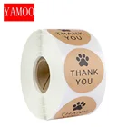 1 дюйм. Натуральная крафт-бумага Thank You, наклейка s seal labes Dog Paw Print gift Packaging стикер для канцелярских товаров Sticker