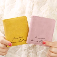 ultra thin letter print mini wallet women business pu leather small matte wallets coin purse credit card holder wallets