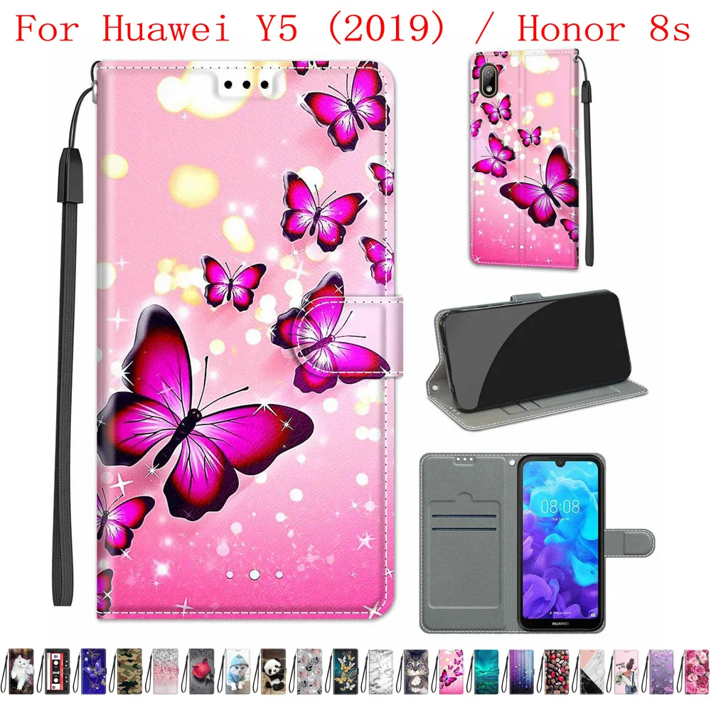 

Sunjolly Case for Huawei Y5 (2019) Honor 8s Wallet Stand Flip PU Leather Phone Case Cover coque capa Case Cover