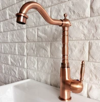 antique red copper kitchen faucet bathroom sink basin mixer tap brass faucet 360 swivel crane tap lnf413