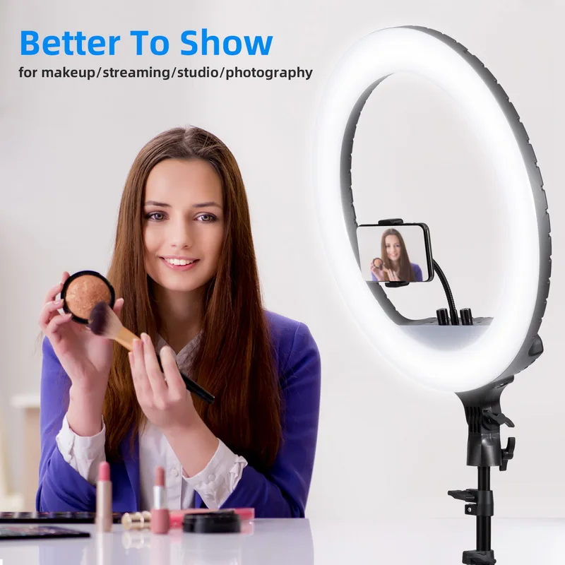 

45cm selfie LED RING LIGHT with Tripod Stand for Makeup,Live Streaming & Youtube Video, Dimmable Ring Lamp for Photography