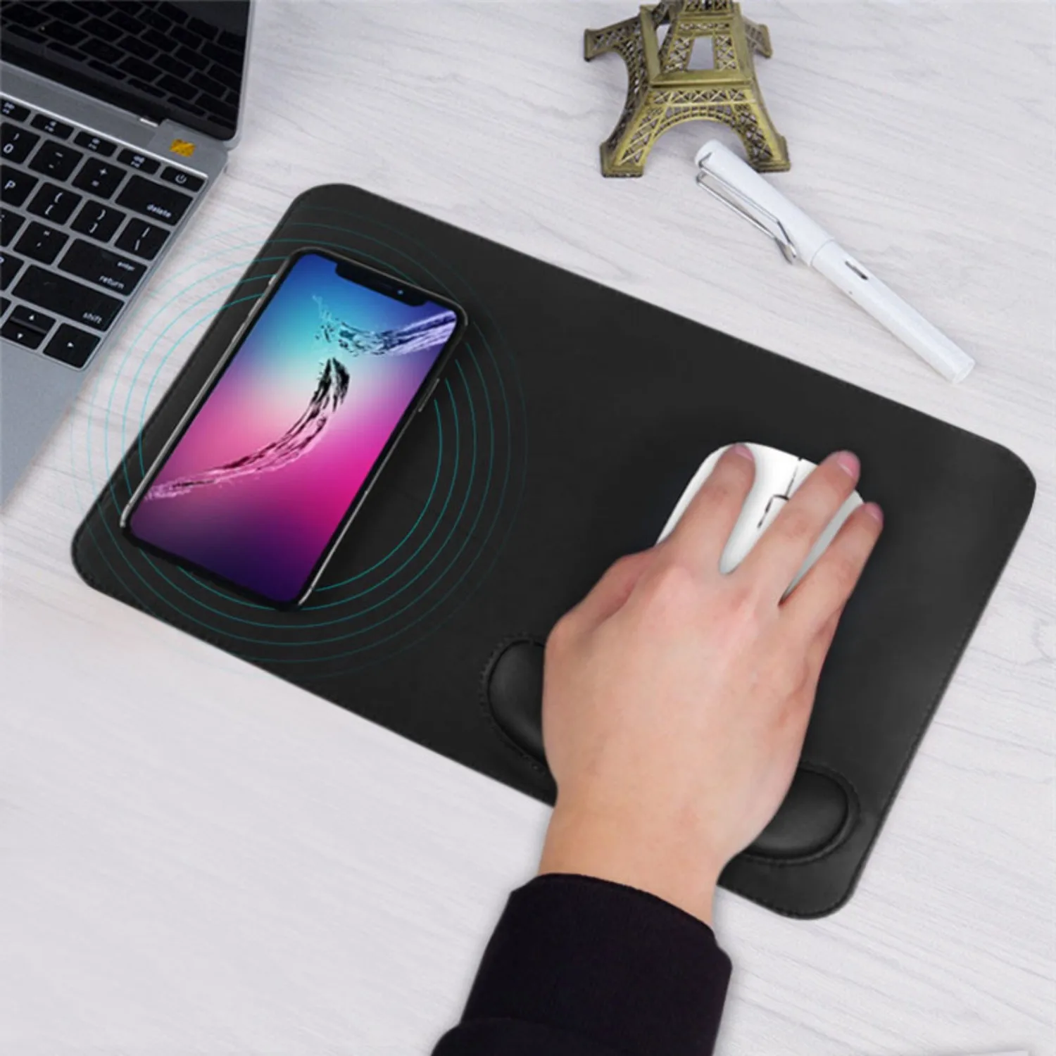 Коврик для мыши с беспроводным зарядным устройством Qi iphone 11 12 Samsung Xiaomi игровой