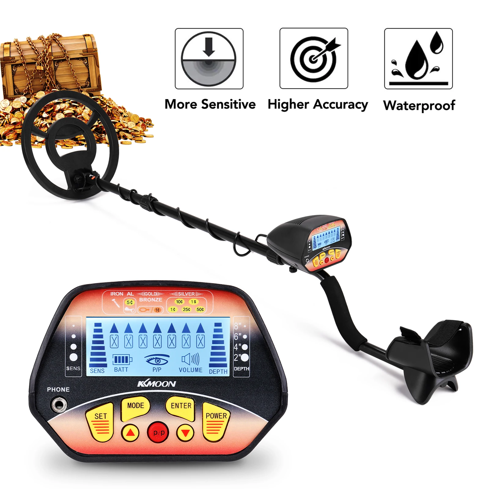 KKMOON ручной Водонепроницаемый детектор металла высокой чувствительности