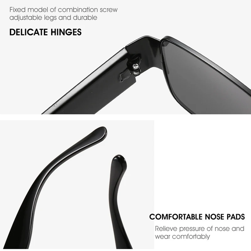 

Black square fashion sunglasses female big frame trendy sunglasses female mirror Oculos unisex brand design hip-hop glasses