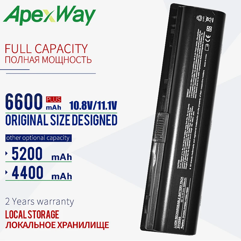 ApexWay 11 1 v 6 ячеистая для ноутбука Батарея 4400 мАч HP Compaq Presario V3000 V6000 A900 C700 F500 F700 Pavilion