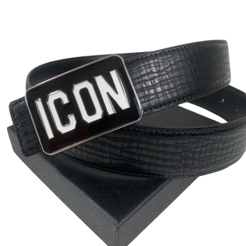 Ремень мужской из искусственной кожи с пряжкой-знаком Роскошный дизайнерский