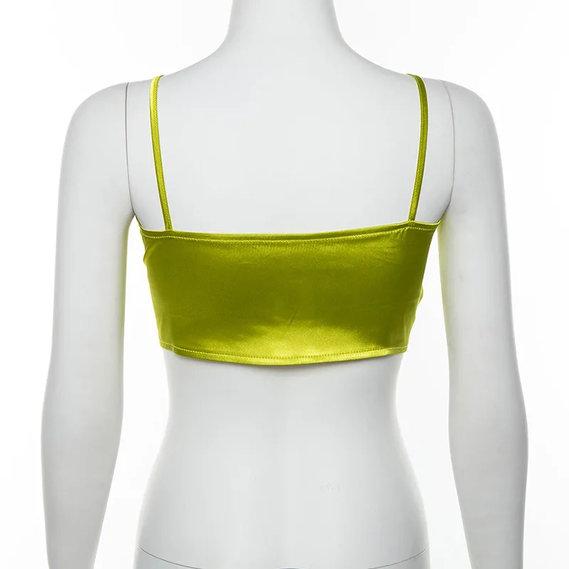 

2021 Summer Women's Tube Top Halter Crop Camisole Bandage Satin Aesthetic Clothes New Backless Fashion Tops Ladies Sexy Lace Up