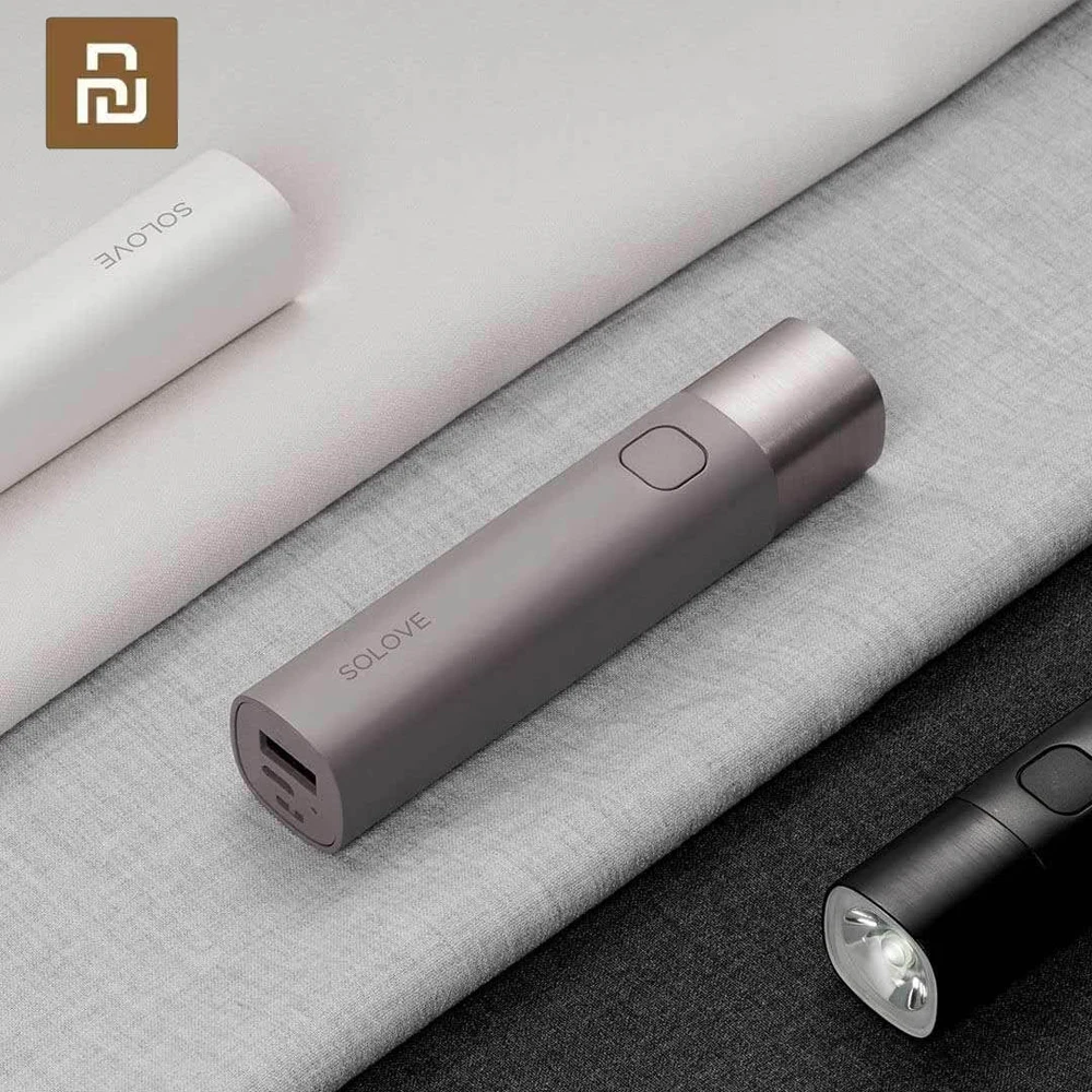Youpin SOLOVE портативный фонарик для мобильного питания USB Перезаряжаемый яркий EDC 3000