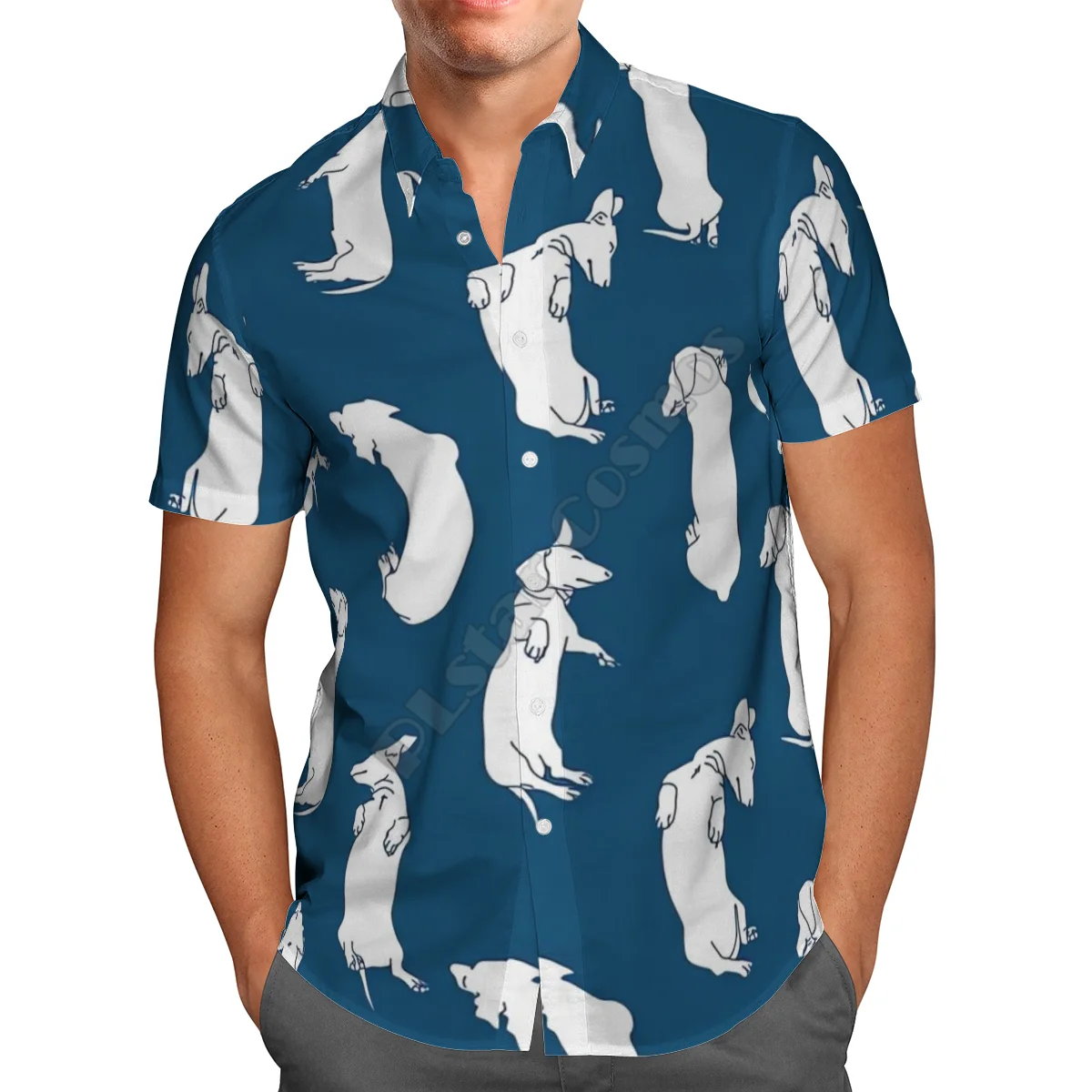 

Hawaii Shirt Hawaiian beach Summer Funny Dachshund 3D Printed Men's Shirt Harajuku Tee hip hop Casual shirts 03