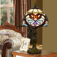 european style retro creative tiffany colored glass bedroom bedside table lamp baroque lovely wine bar 20cm lamp