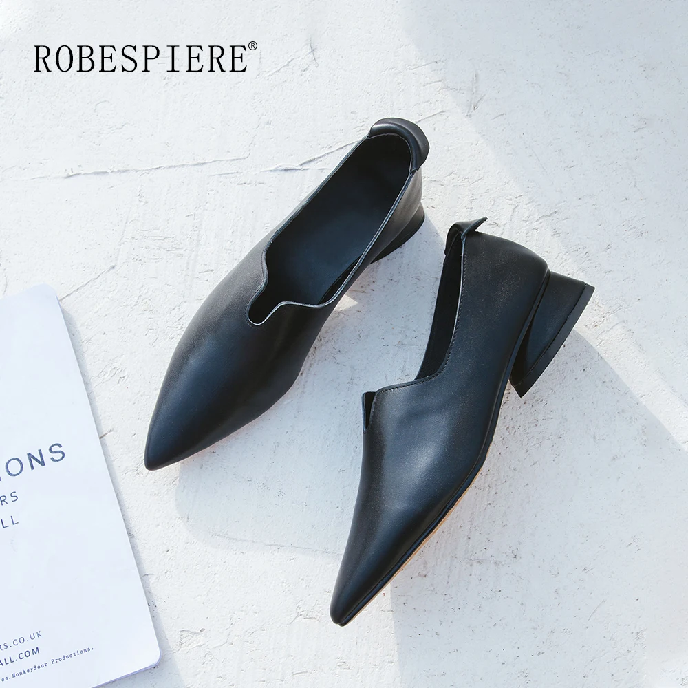 Женские туфли-лодочки на низком каблуке ROBESPIERE повседневные модельные туфли из