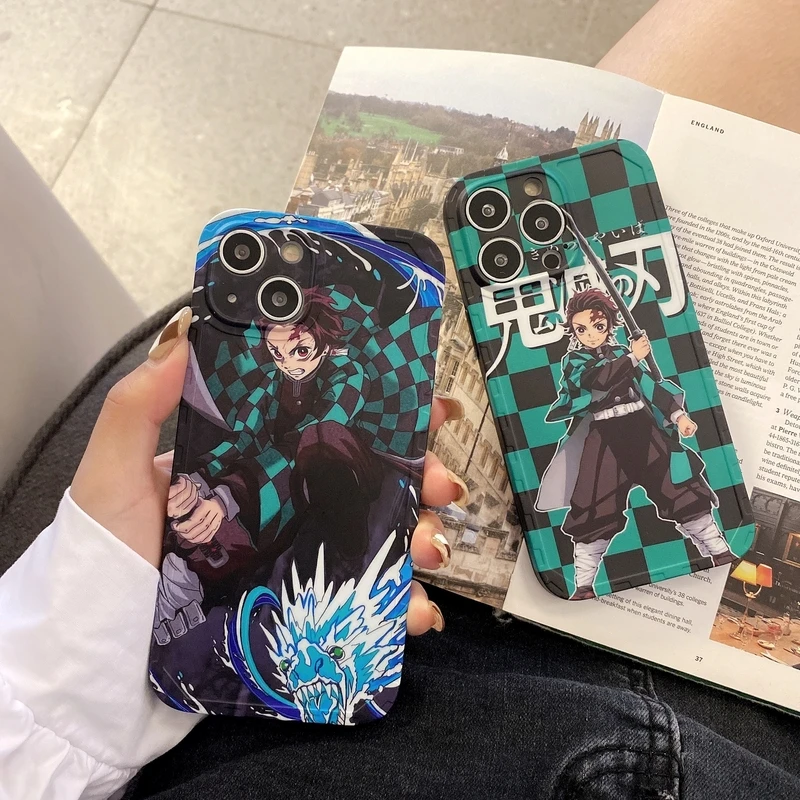 

Retro Cartoon Japanese Anime Demon Slayer Kamado Tanjirou Phone Case For iPhone 13 12 11 Pro Max X Xs Max Xr 7 8 Puls Cover