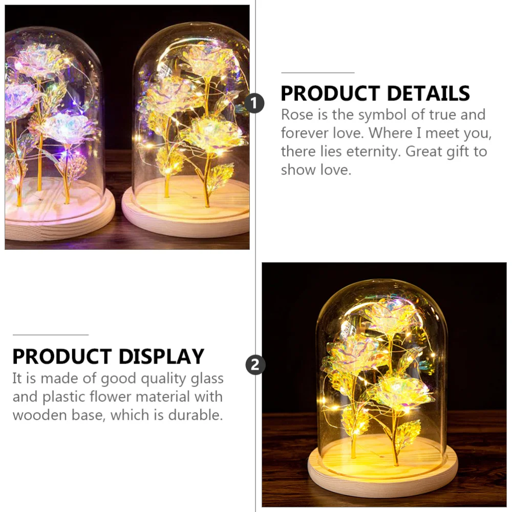 

1Pc Romantic Gold Foil Rose Flower LED Light Decoration Light without Battery