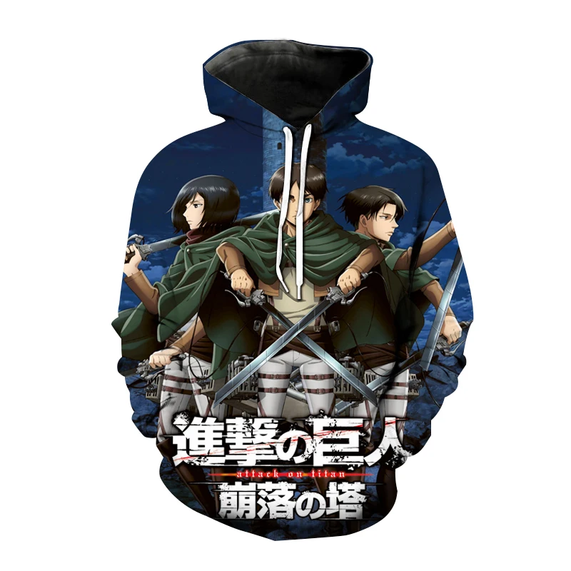 

Popular Anime Hoodies Attack On Titan 3D Print Hooded Sweatshirt Men Women Harajuku Hip Hop Pullover Hoodie Coat Unisex Clothing