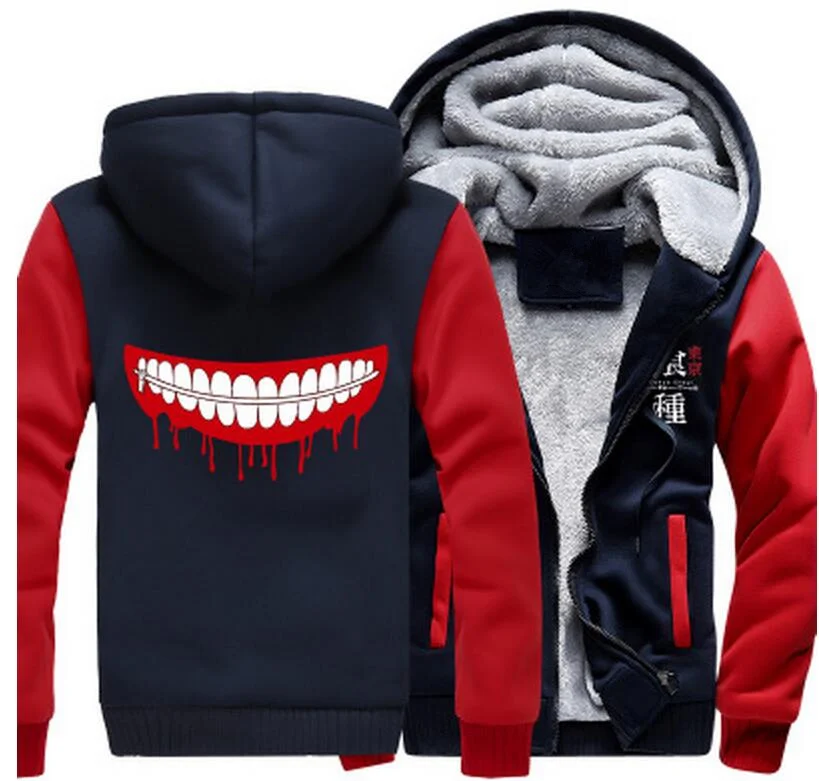 Мужские толстовки с капюшоном американского размера Аниме Tokyo Ghoul зимняя